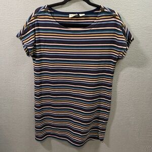 Beacan Cove Women's Blue Yellow Stripe Casual Dress Size M Cotton Blend